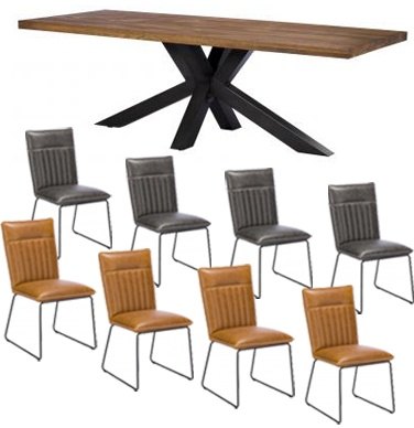 Soho Dining/Living Furniture Soho Holburn 240cm Dining Chair with 8 Cooper Mixed Dining Chairs