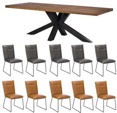 Soho Dining/Living Furniture Soho Holburn 240cm Dining Table with 10 Mixed Cooper Chairs