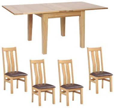 Lisbon Lisbon Flip Top Extending Dining Table & 4 Twin Slat Chairs
