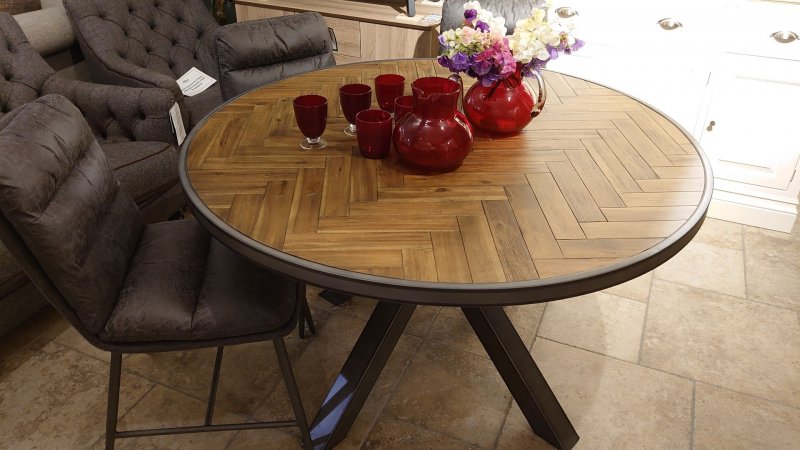 #Parquet Round Dining Table
