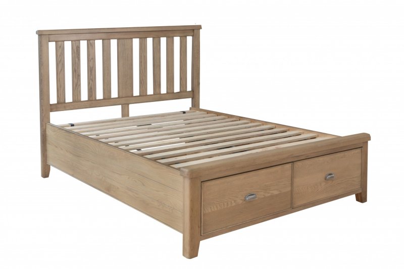 Bergen 4'6'' Wooden Bed with Drawer Foot End