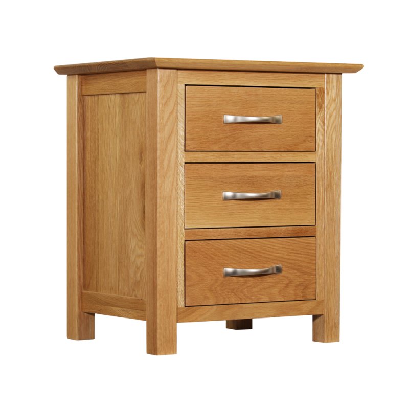 Lisbon Oak 3 Drawer Bedside Table Old Creamery Furniture
