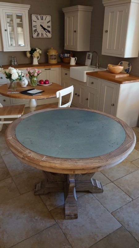 #Empire Aztec 12cm Zinc topped Round Dining Table