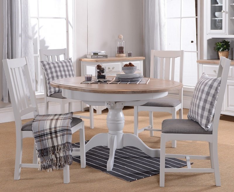 Fleur Extending Round Dining Table & 4 Chairs