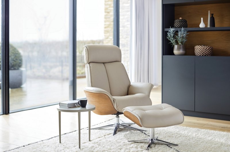 G Plan Upholstery G Plan Lund Recliner Chair & Stool (Veneered Sides)