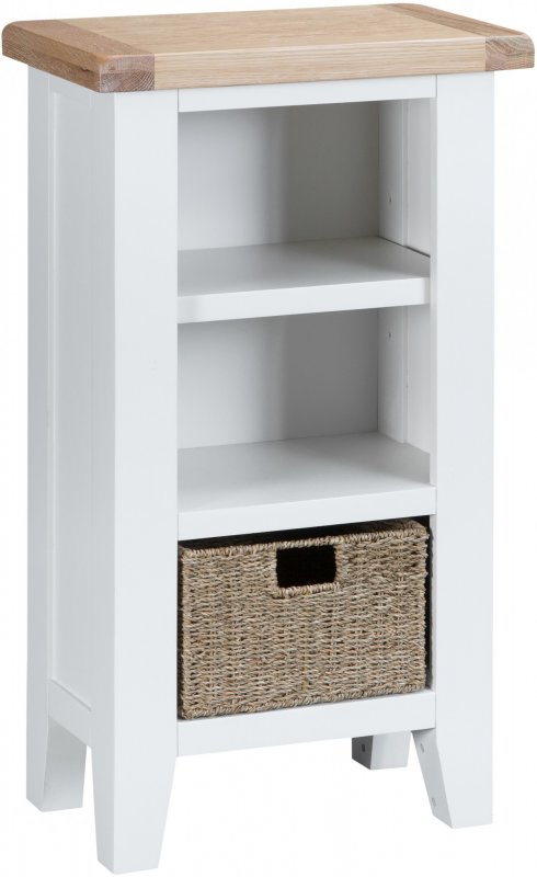 Newlyn Small Narrow Bookcase White, Short Narrow Bookcase With Doors