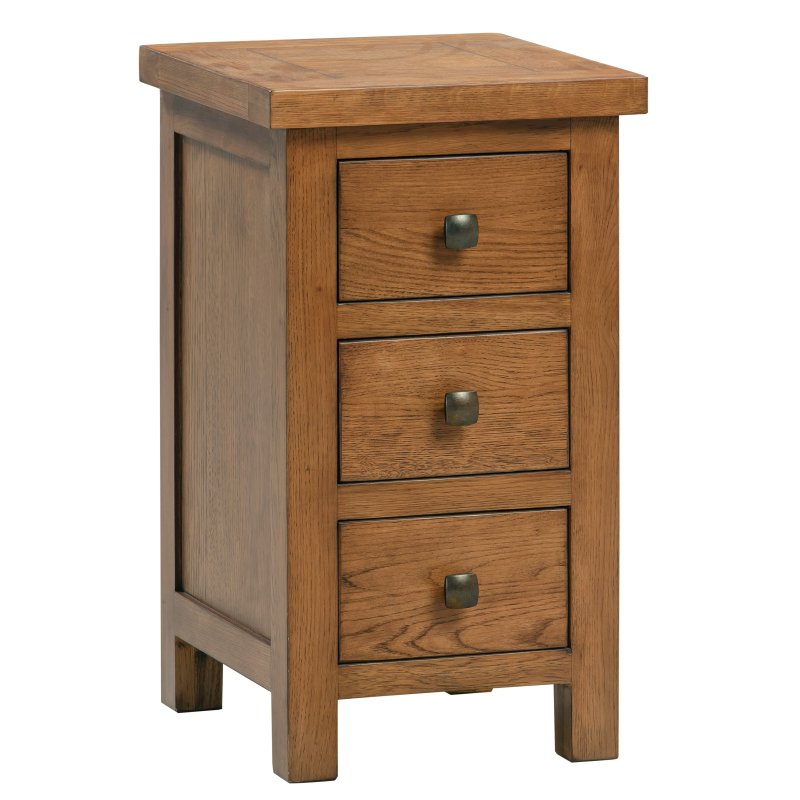 Bristol Rustic Oak Compact 3 Drawer Bedside