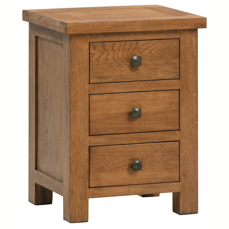 Bristol Rustic Oak 3 Drawer Bedside