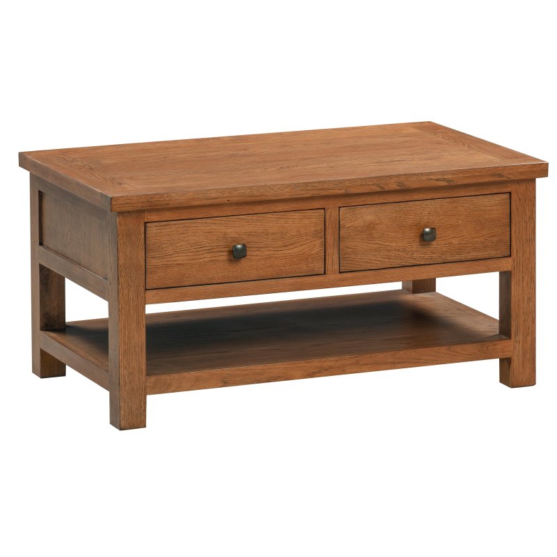 Bristol Rustic Oak Coffee Table with 2 Drawers