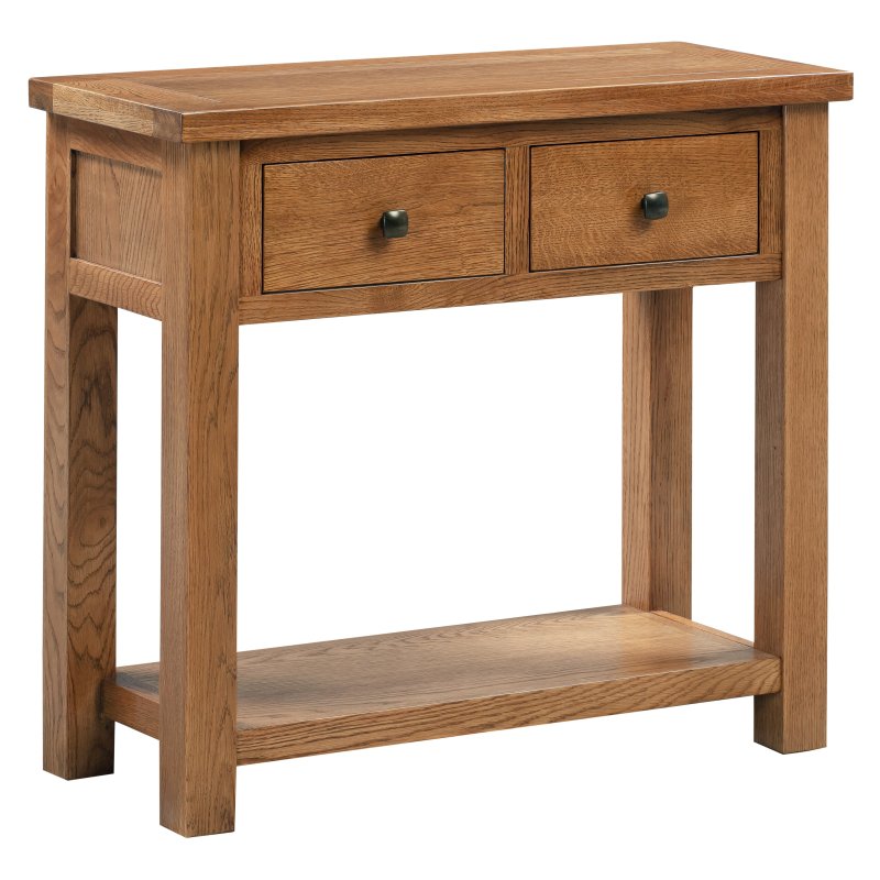 Bristol Rustic Oak Console Table with 2 Drawers