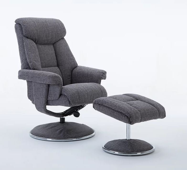 Castile Chair & Footstool - Grey Fabric