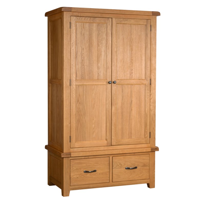 Oaken Gents Wardrobe with 2 Drawers