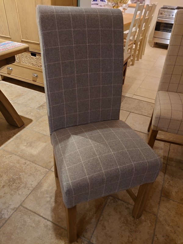 Clearance Bergen Fabric Dining Chair (Check Grey)
