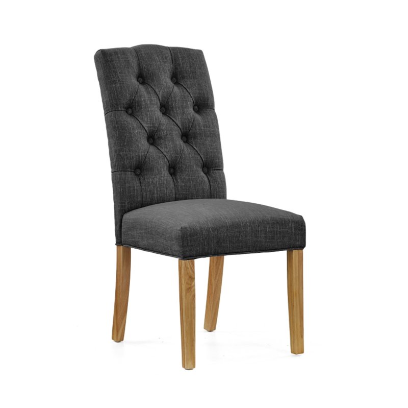 Wellington Charcoal Button Back Upholstered Chair - Home assembly needed if collected