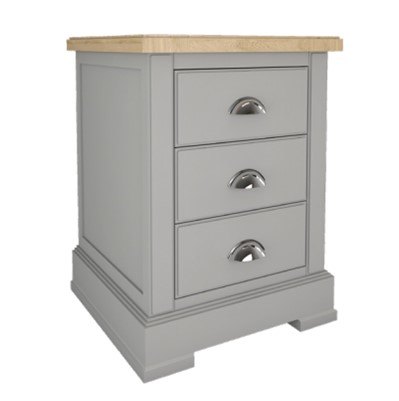 Olive Painted 3 Drawer Bedside