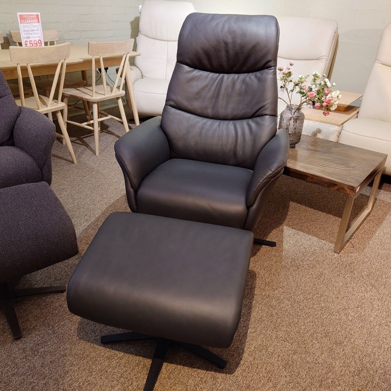 Clearance Himolla Prado Leather Recliner and Stool