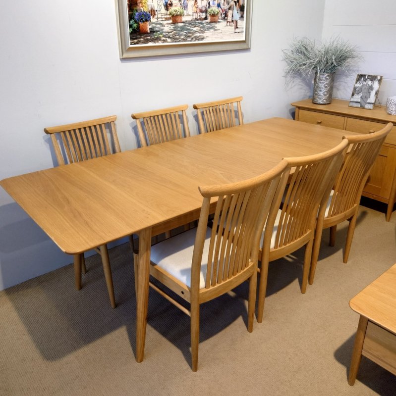 Clearance ercol Teramo 170-215cm Extending Dining Table with 6 Chairs