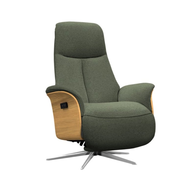G Plan Kalmar Recliner Chair with Power Headrest (Light Wood)