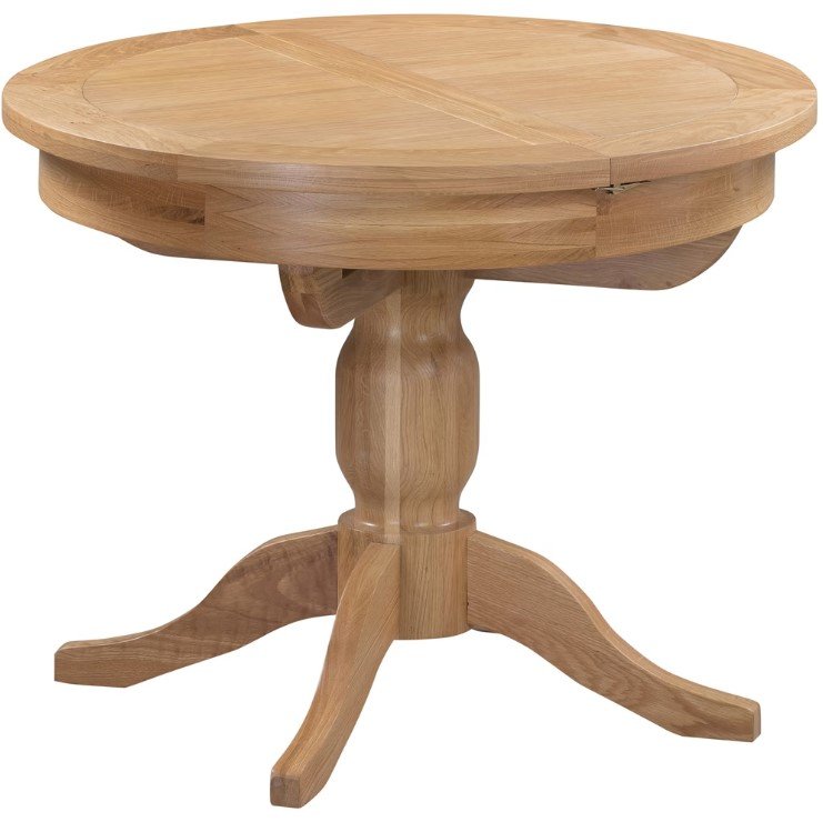 Bristol Oak Round Extending Pedestal Dining Table 100-135cm