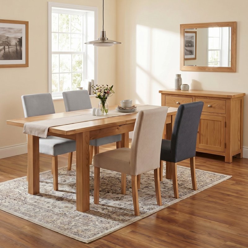 Bristol Oak 120-153cm Extending Table with 4 Low Back Chairs (Stone)