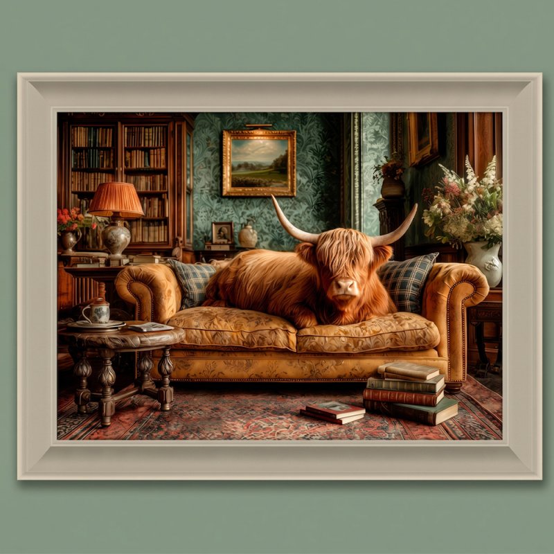 Artwork Lounging Highland Cow