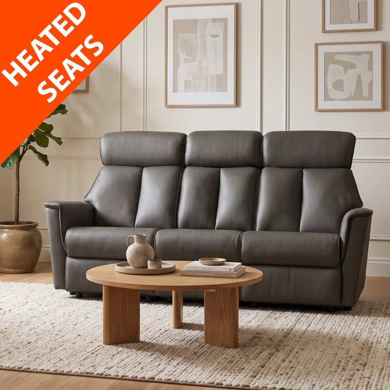 G Plan Kelson Fixed 3 Seater Sofa - Leather with Heated seats