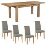 Bristol Oak Extending Dining Table & 4 Light Grey Fabric Chairs
