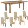 Bristol Oak extending table & 6 beige fabric chairs