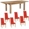 Bristol Oak extending table & 6 dark orange fabric chairs