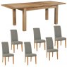 Bristol Oak extending table & 6 light grey fabric chairs