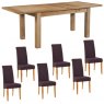 Bristol Oak extending table & 6 mauve fabric chairs