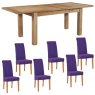 Bristol Oak extending table & 6 purple fabric chairs