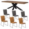 Soho 200cm Dining Table with 6 Mixed Cooper Chairs