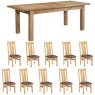 Bristol Oak 180cm Extending Dining Table with 10 Twin Slat Dining Chairs