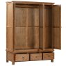 Bristol Rustic Oak Triple Wardrobe with 3 Drawers