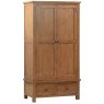 Bristol Rustic Oak Gents Wardrobe with 2 Drawers