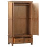 Bristol Rustic Oak Gents Wardrobe with 2 Drawers