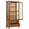 Bristol Rustic Oak Display Cabinet with Glass Doors & Sides