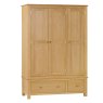 Portland Oak Triple Wardrobe with 2 Drawers