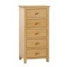 Portland Oak 5 Drawer Tall Chest