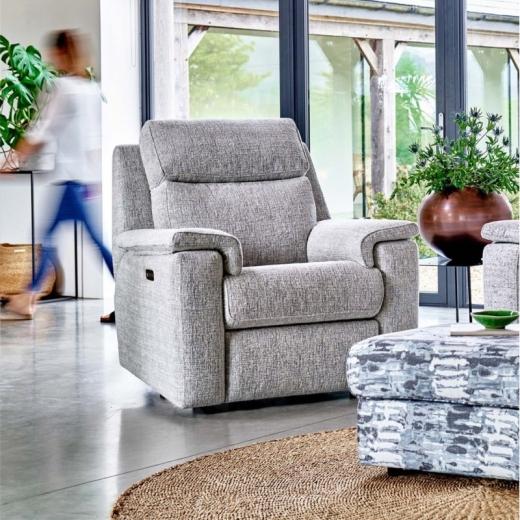 Indulge in luxury with the G Plan Ellis fabric recliner armchair. Clean lines, stylish arms, and deep...